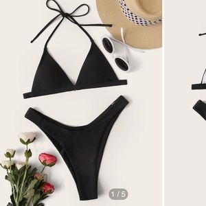 New high cut black bikini set